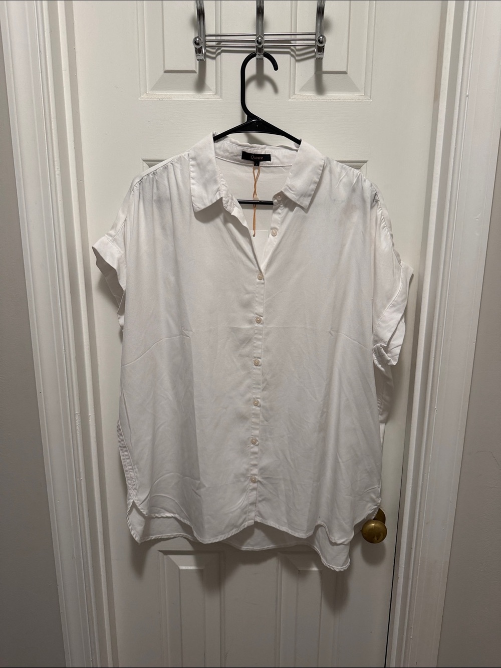 Quince White Short-Sleeve Button-Down Shirt